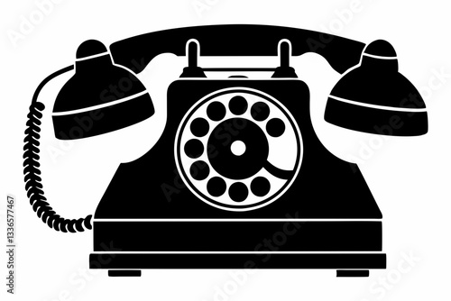 old telephone line art silhouette vector illustration