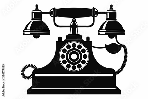 old telephone line art silhouette vector illustration