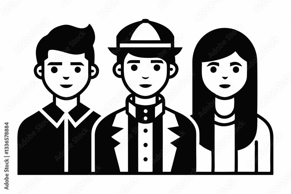 people icon trendy flat style persons line art silhouette vector illustration people icon trendy flat style persons line art silhouette vector illustration
