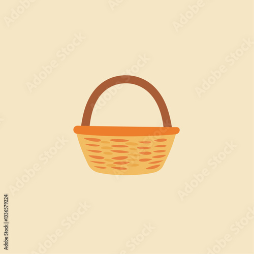 Traditional woven basket icon for shopping and storage