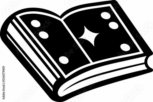 realistic spellbook line art silhouette vector illustration