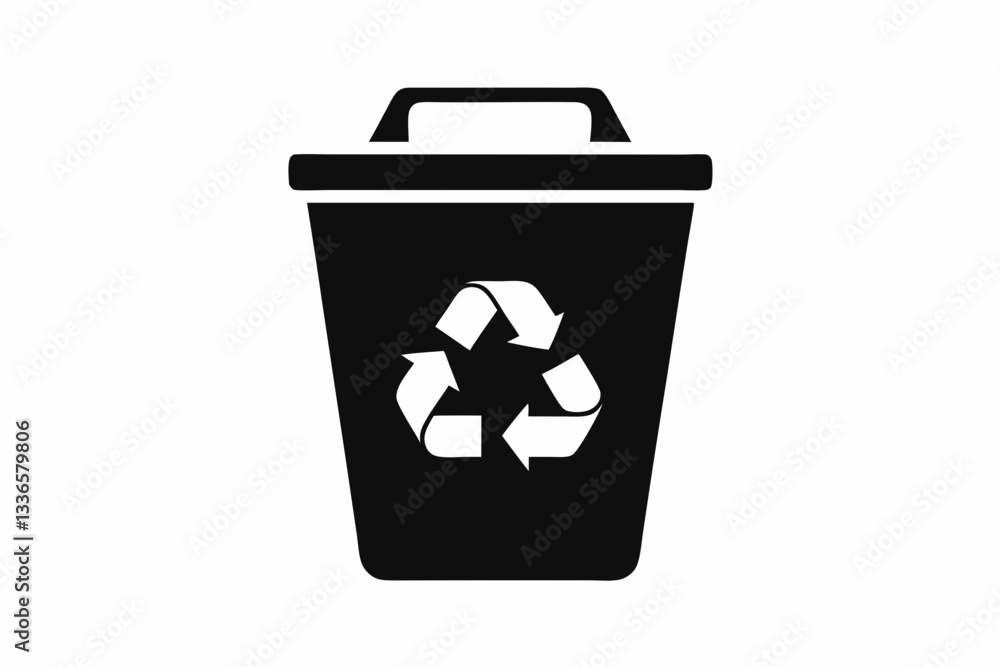 recycle bin icon line art silhouette vector illustration recycle bin icon line art silhouette vector illustration