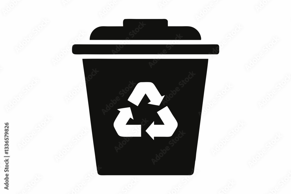 recycle bin icon line art silhouette vector illustration recycle bin icon line art silhouette vector illustration