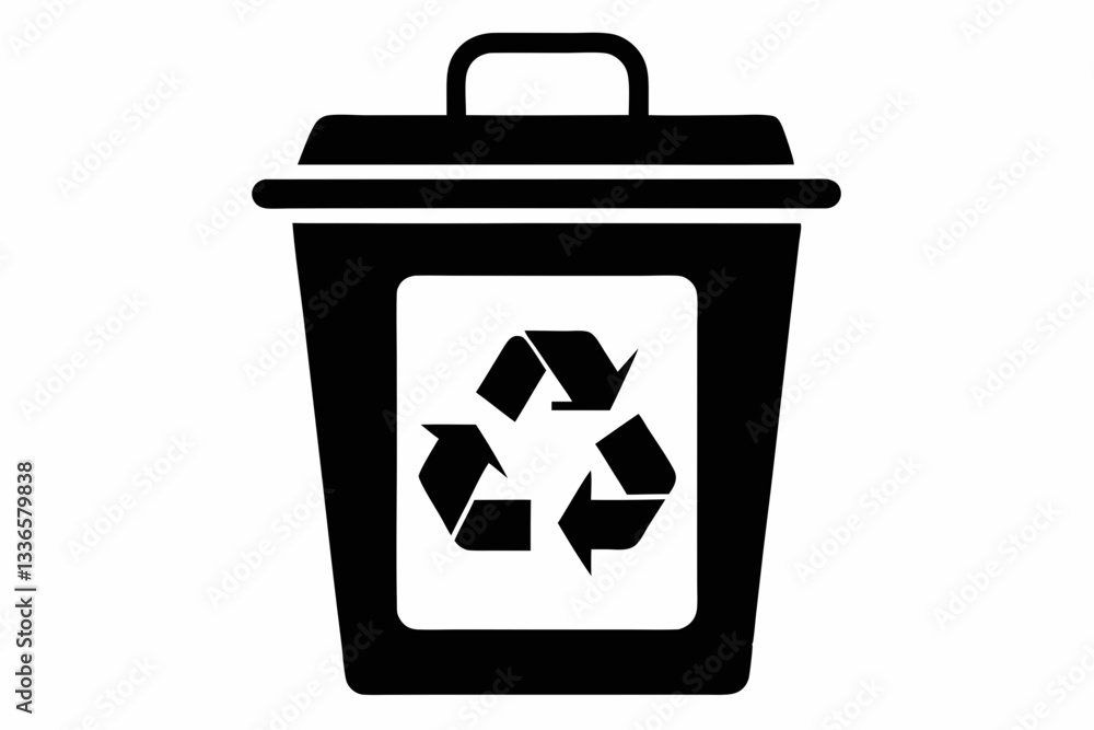 recycle bin icon line art silhouette vector illustration recycle bin icon line art silhouette vector illustration