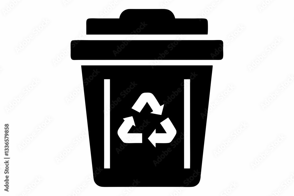 recycle bin icon line art silhouette vector illustration recycle bin icon line art silhouette vector illustration