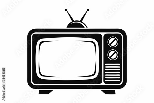 retro tv line art silhouette vector illustration