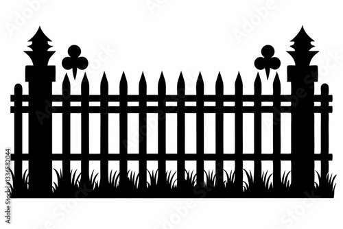 set of fence line art silhouette vector illustration