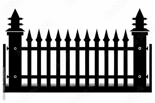 set of fence line art silhouette vector illustration