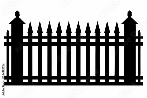 set of fence line art silhouette vector illustration