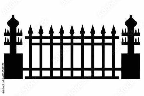 set of fence line art silhouette vector illustration