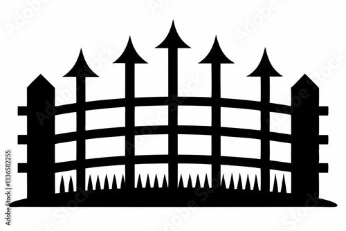 set of fence line art silhouette vector illustration