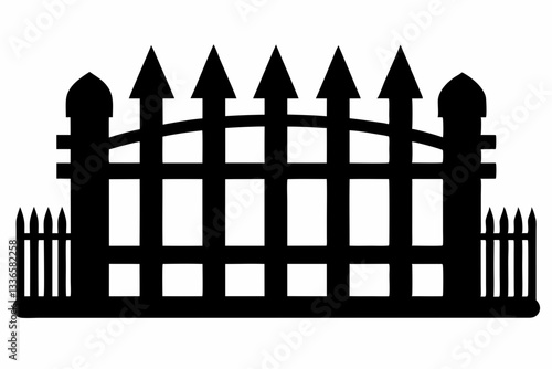 set of fence line art silhouette vector illustration