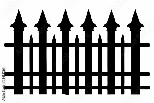 set of fence line art silhouette vector illustration