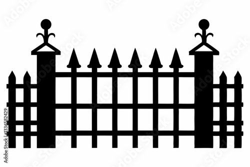 set of fence line art silhouette vector illustration