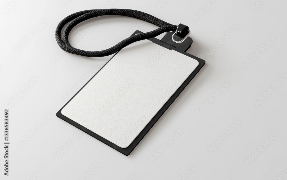 Blank Id Badge with Lanyard Mockup on White Background for Design Blank Id Badge with Lanyard Mockup on White Background for Design