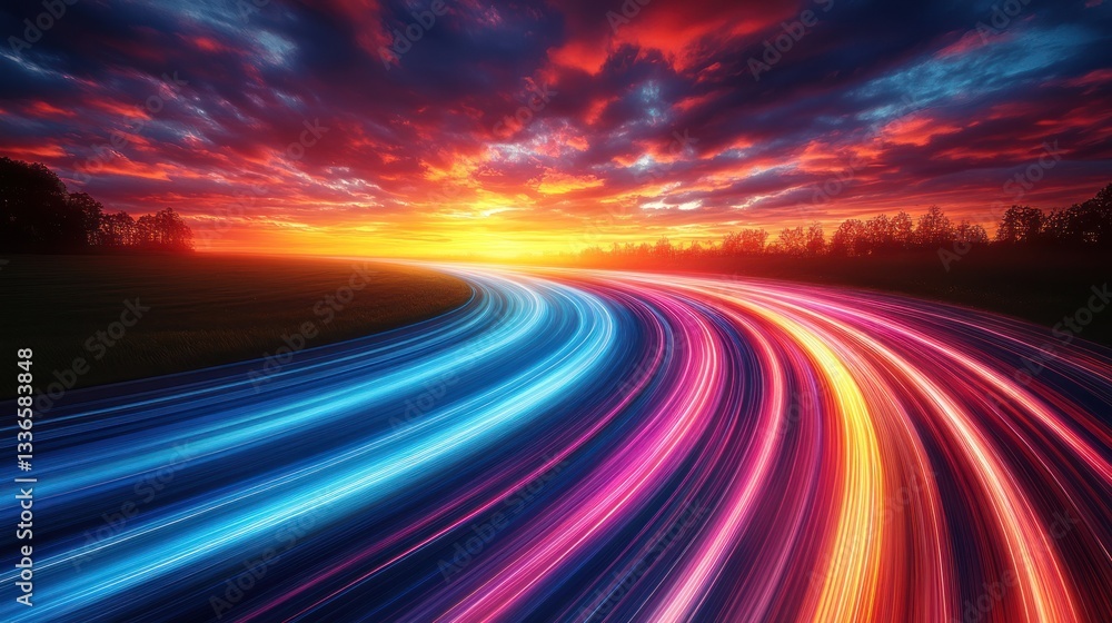 Vibrant Sunset Highway: A Journey of Speed and Color Vibrant Sunset Highway: A Journey of Speed and Color