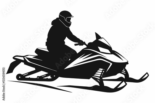 snowmobiling line art silhouette vector illustration