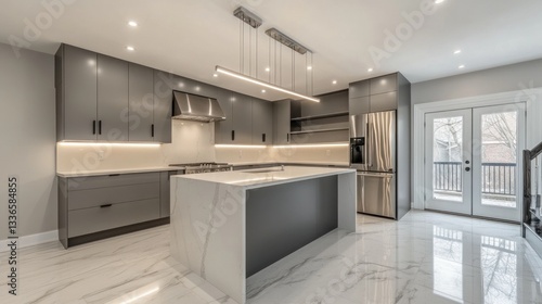 Wallpaper Mural Modern kitchen with island and marble counters Torontodigital.ca