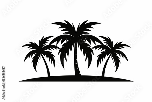 Wallpaper Mural three pam trees haddraw logo line art silhouette vector illustration Torontodigital.ca