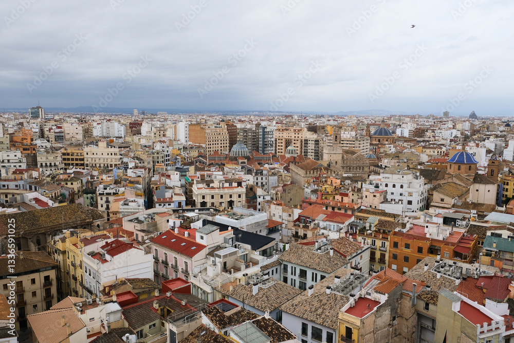 vista cidade telhado panorama skyline arquitetura valencia espanha viagem europa cidade