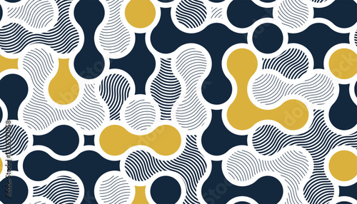 Molecules seamless pattern, vector geometric trippy abstract background, fluid like shapes dynamic endless wallpaper.