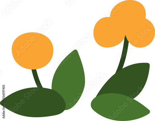 Vector cartoon cloudberry clipart. Woodland or garden plant icon isolated on white background. Forest nature orange berry illustration. Cottage core harvest