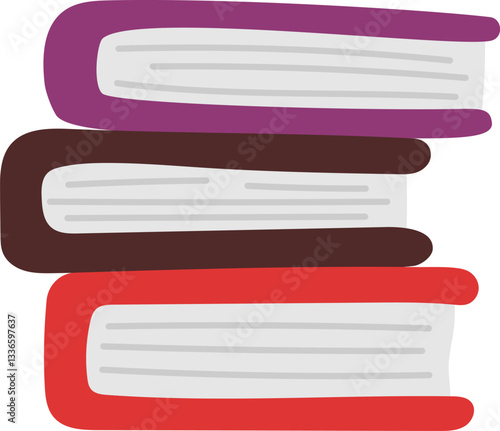 Vector thick spell books pile. Back to school or fairytale educational clipart. Cute flat copybook or spellbook stack. Blank sheets of paper. Fairy or witch magic object