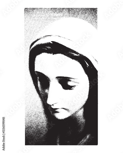 Virgin Mary face Illustration Our Lady Catholic religious vector