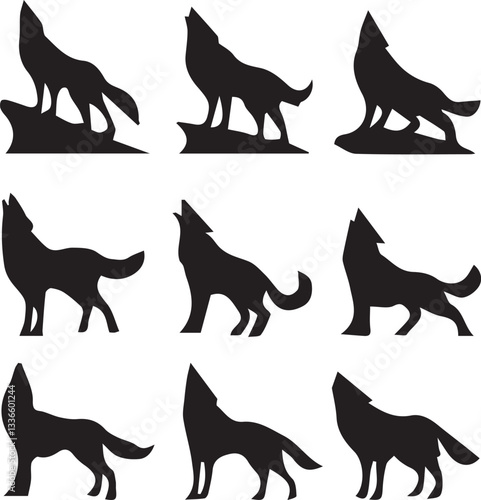 Wildlife animals vector set in natural habitat lion, tiger, elephant, zebra, giraffe, deer, bear, wolf, fox, monkey, leopard, eagle, owl, rhino, nature, safari, jungle, forest, exotic vector design 