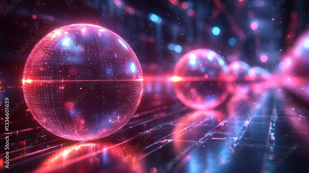 Fototapeta premium Neon Sphere in a Futuristic Setting