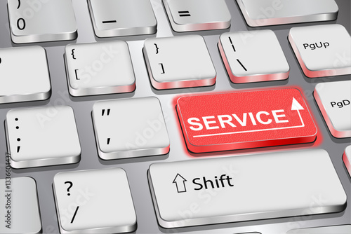 Service. Keyboard button with the inscription "service", black key. Vector graphics.