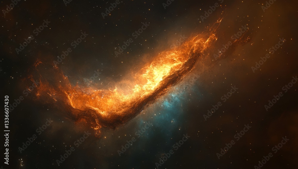 Fototapeta premium Fiery nebula in deep space