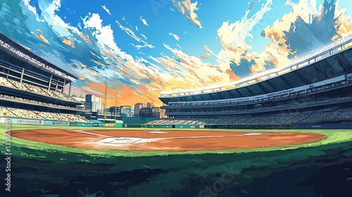 Baseball stadium arena vector illustration. Sport theme design.