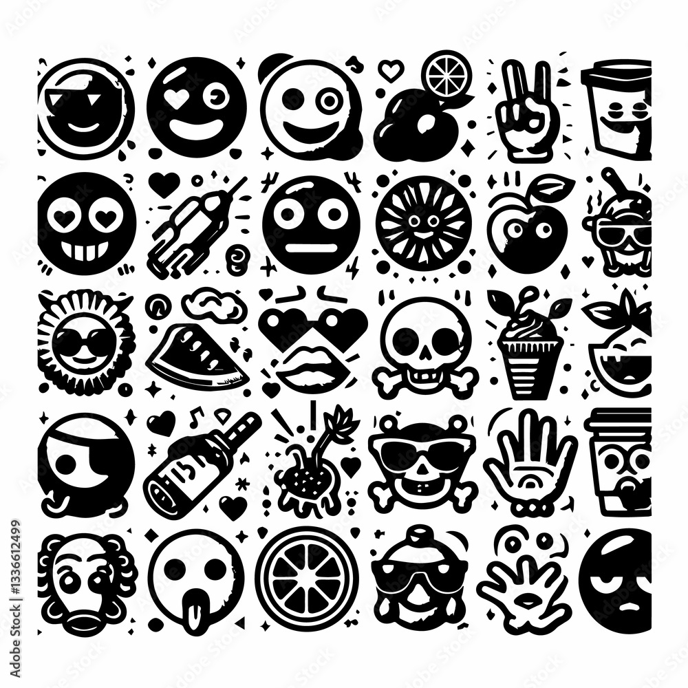 Fototapeta premium Mixed emoji set image