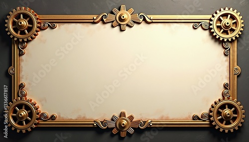 Steampunk frame with gears and copy space for text