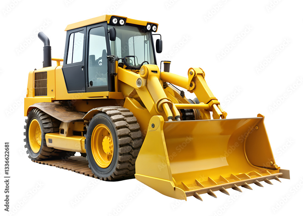 Fototapeta premium yellow bulldozer clipart image on transparent background