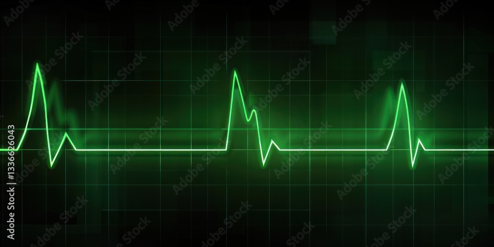 Green graphic heartbeat line striped diagram graph display medical hospital. Green graphic heartbeat line striped diagram graph display medical hospital.