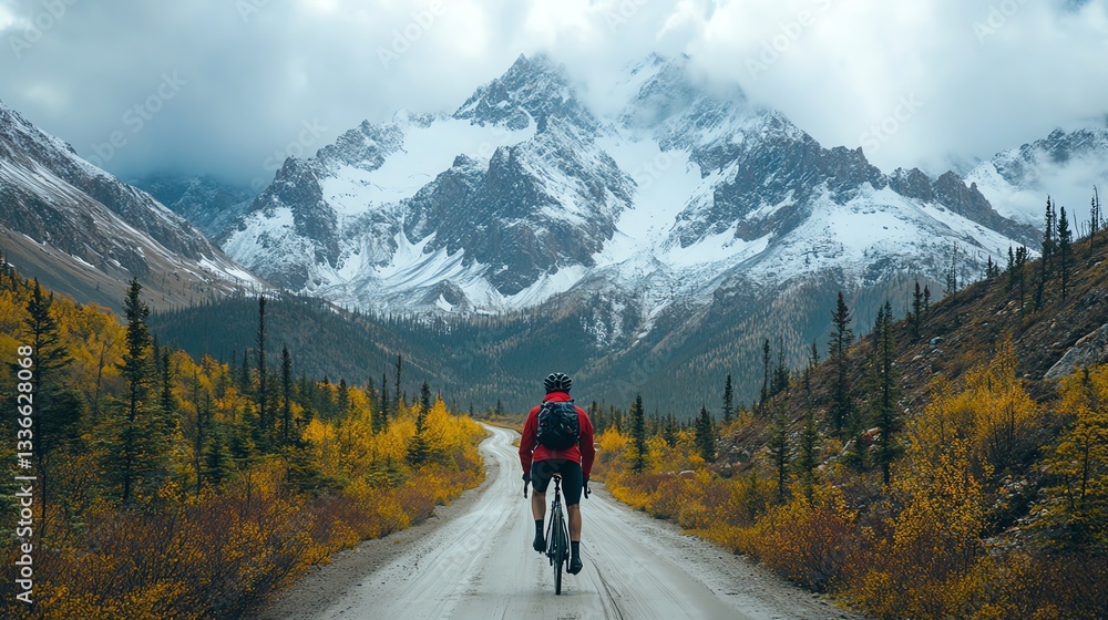 A cyclist riding through mountain trails, embracing nature and fitness