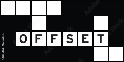 Alphabet letter in word offset on crossword puzzle background