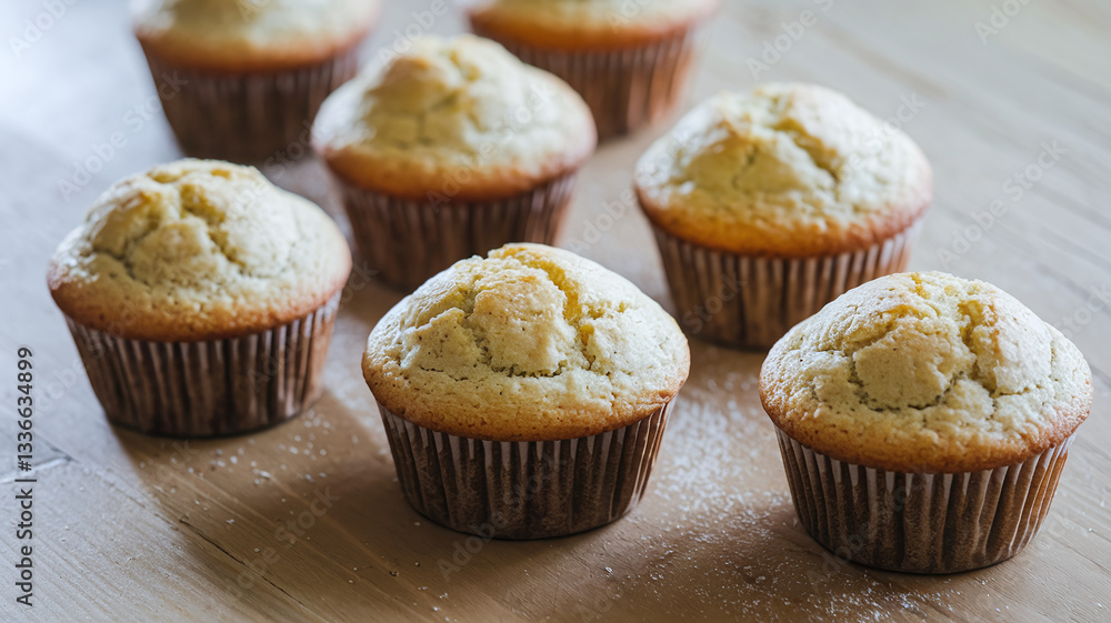 A close-up shot of plain vanilla muffins with a golden-brown crust, placed on a table. Soft texture, homemade bakery style, warm and inviting with natural light. A close-up shot of plain vanilla muffins with a golden-brown crust, placed on a table. Soft texture, homemade bakery style, warm and inviting with natural light.