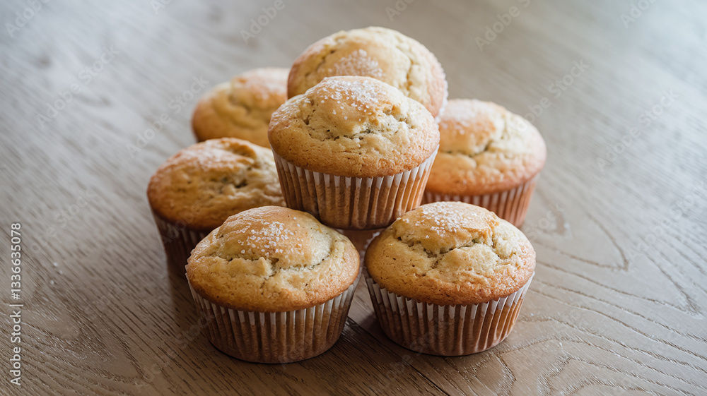 A close-up shot of plain vanilla muffins with a golden-brown crust, placed on a table. Soft texture, homemade bakery style, warm and inviting with natural light. A close-up shot of plain vanilla muffins with a golden-brown crust, placed on a table. Soft texture, homemade bakery style, warm and inviting with natural light.