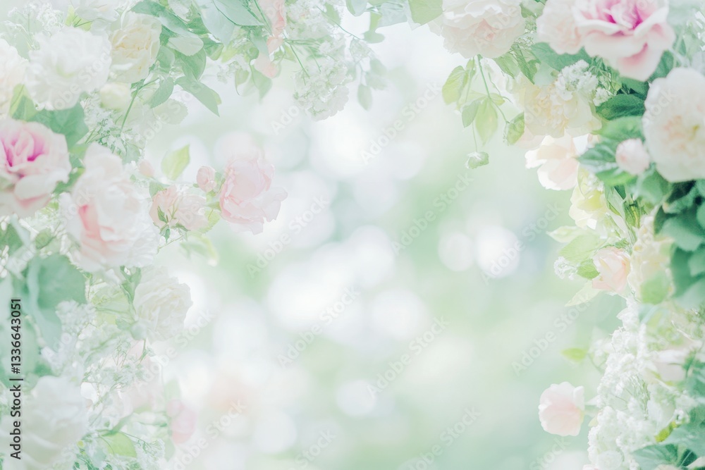 Elegant Pastel Flower Arch in Spring Garden for Romantic Backgrounds Elegant Pastel Flower Arch in Spring Garden for Romantic Backgrounds