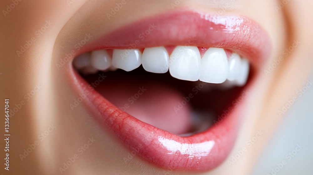 Obraz premium Close-up capturing healthy smile with perfectly aligned teeth gleaming brightly