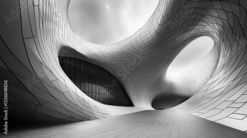 Black and white photo of a concrete staircase.