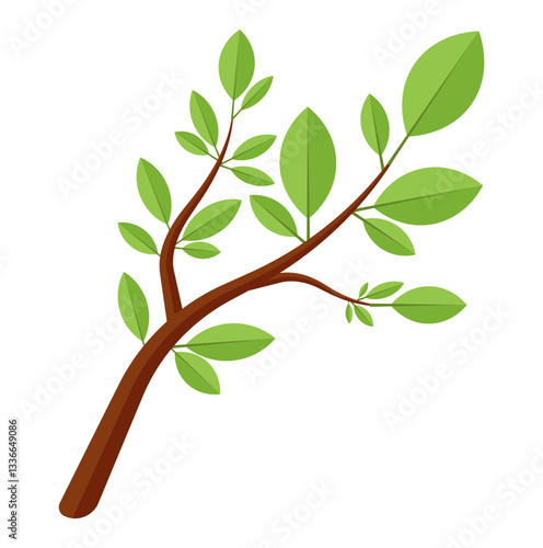 Green nature tree brunch leaves illustration cartoon