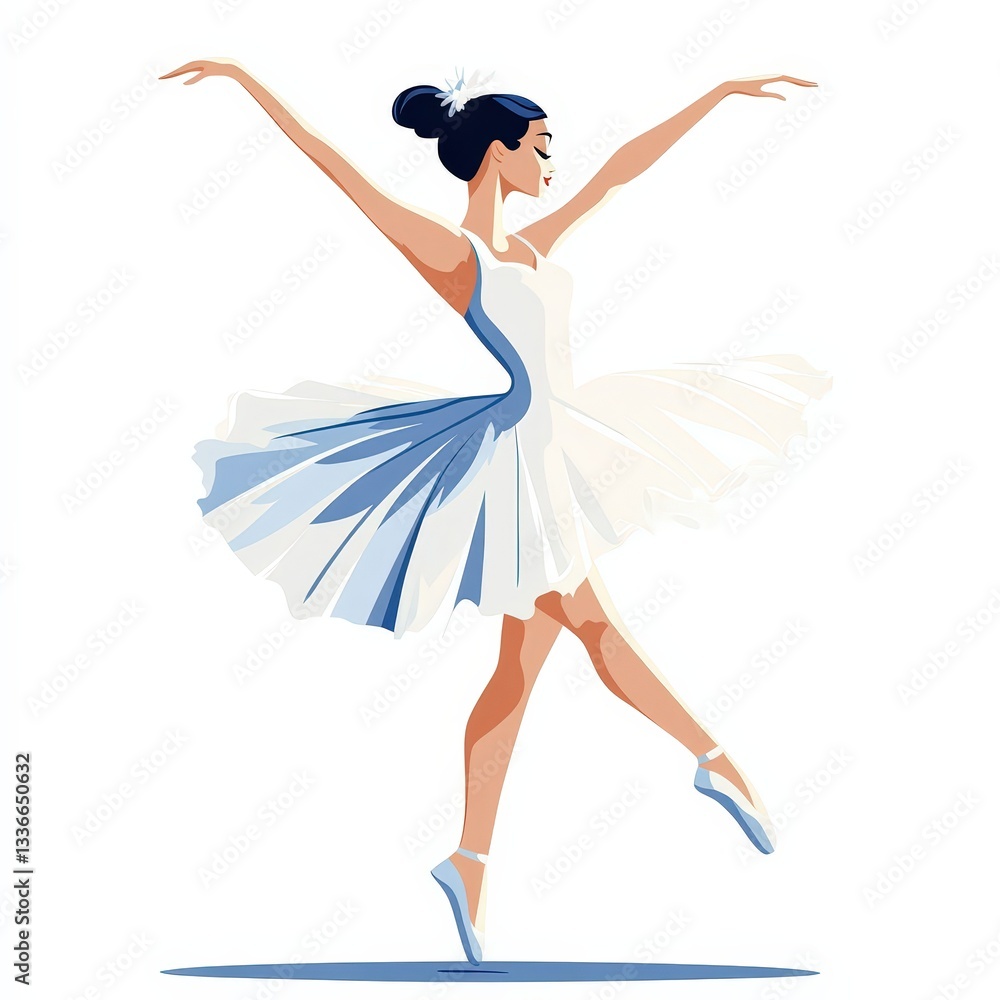 Lovely Fairytale Ballerina in a Whimsical Dreamy Setting, Clipart Lovely Fairytale Ballerina in a Whimsical Dreamy Setting, Clipart