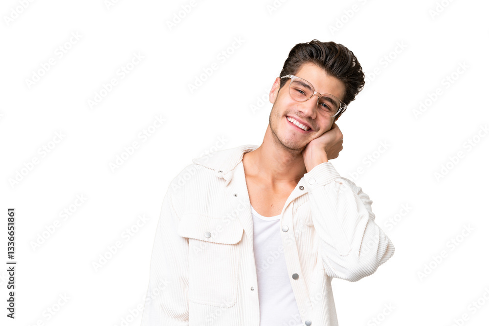 Young handsome caucasian man over isolated background laughing Young handsome caucasian man over isolated background laughing