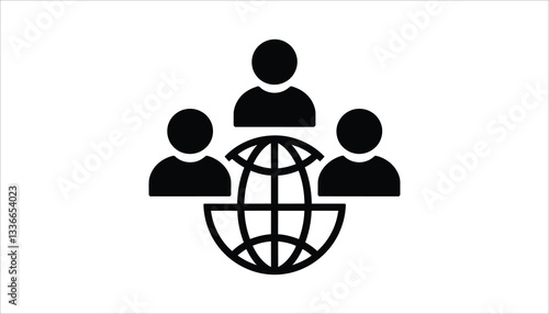 Global Community Icon. Network Connection Symbol . Social Media Group Vector.