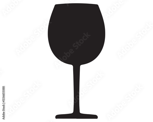 Wine glass hand drawing minimalist silhouette element