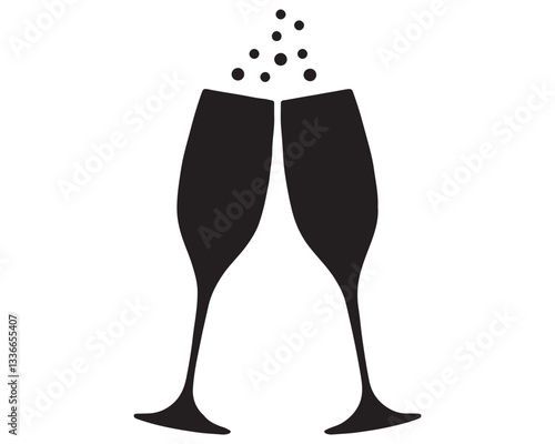 Wine glass hand drawing minimalist silhouette element